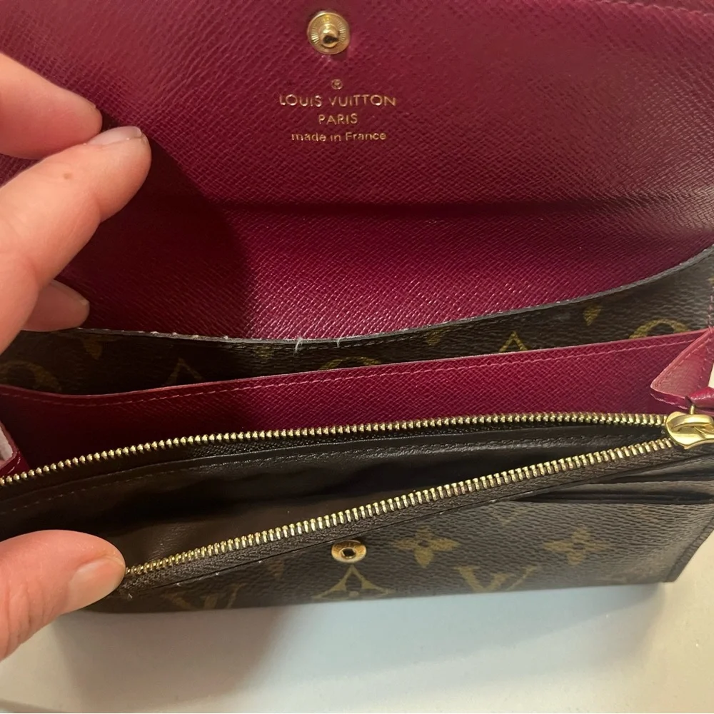 Louis Vuitton Monogram Canvas Trifold Wallet with Red Snap